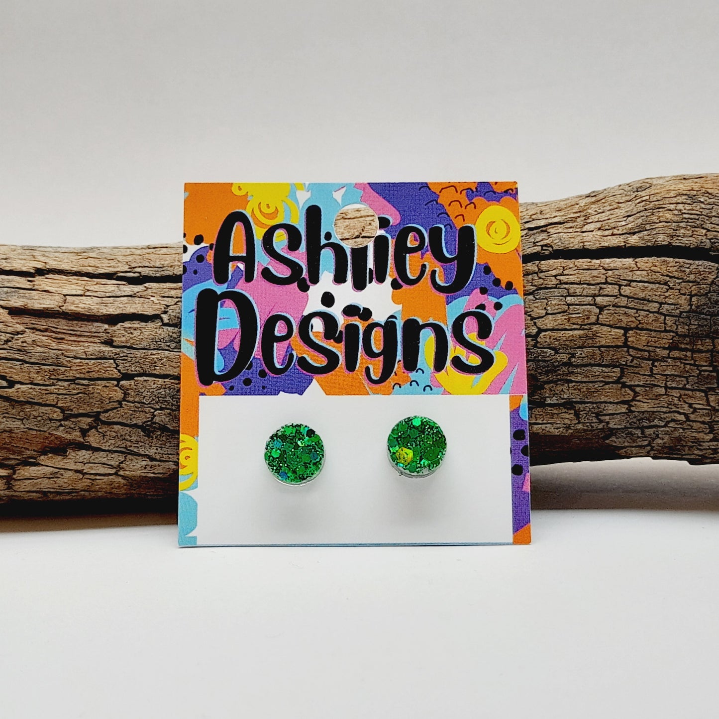 Small Green Glitter Studs