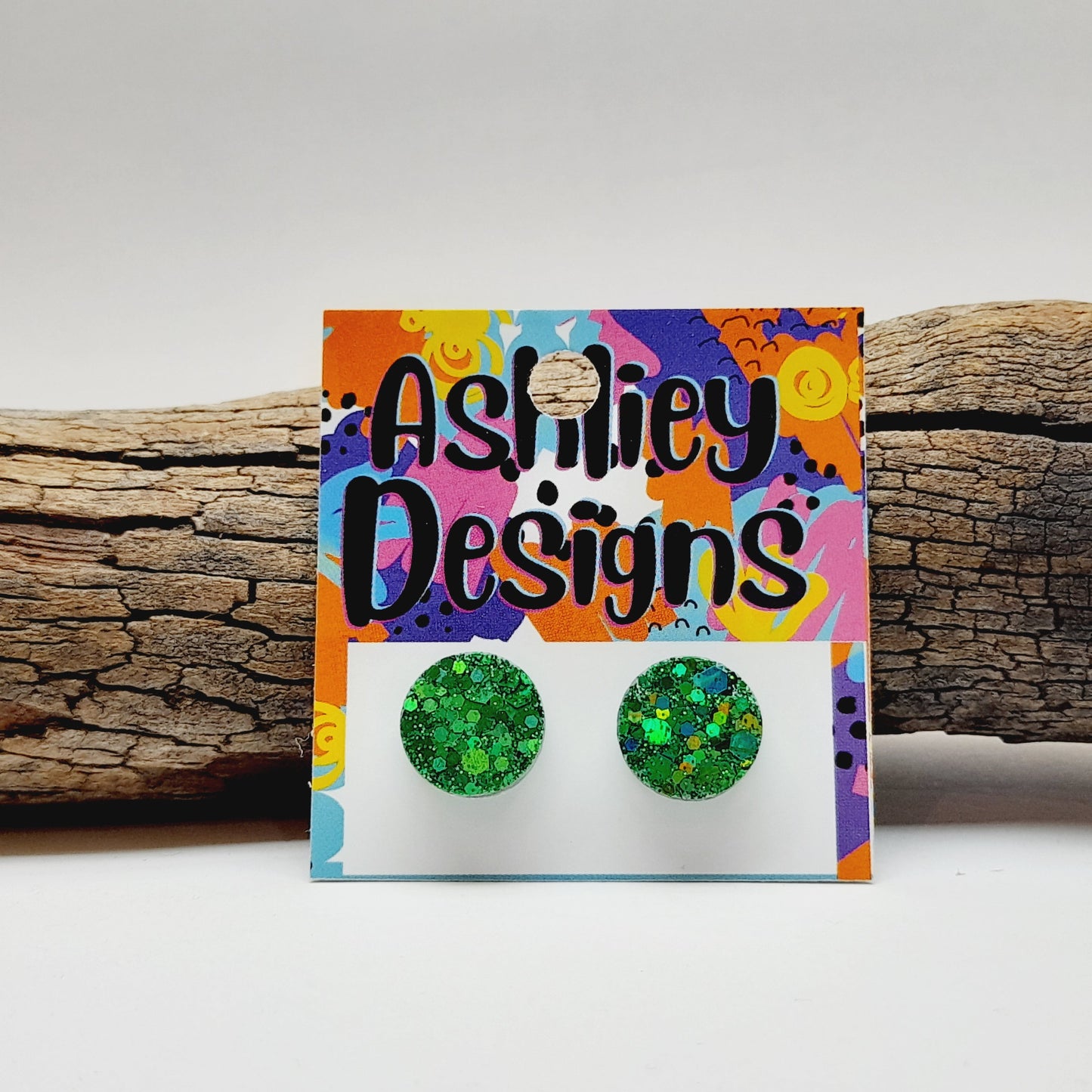 Large Green Glitter Studs