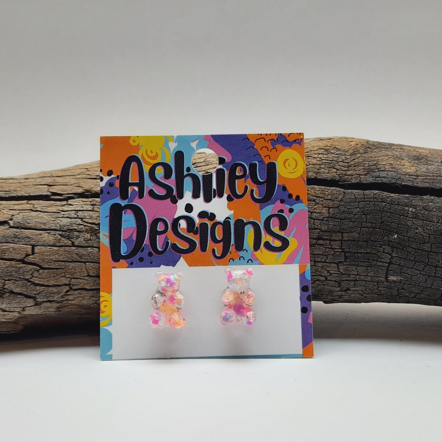 Small Glitter Gummy Bear Studs