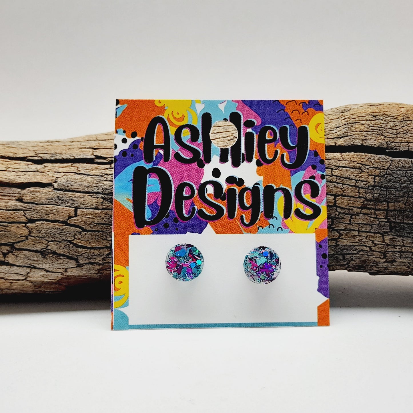 Small Peacock Glitter Studs