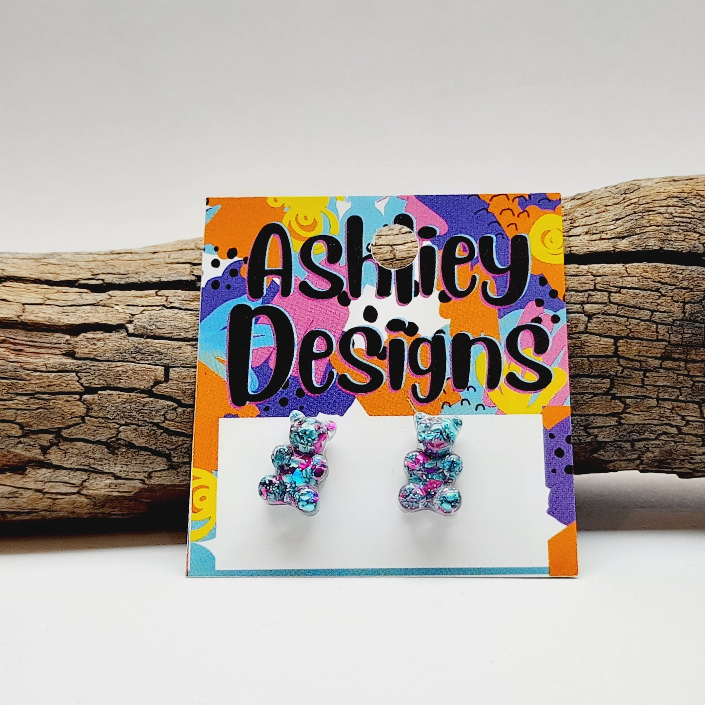 Small Glitter Gummy Bear Studs
