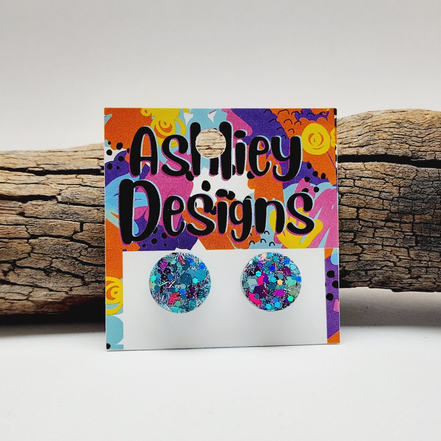 Large Peacock Glitter Studs