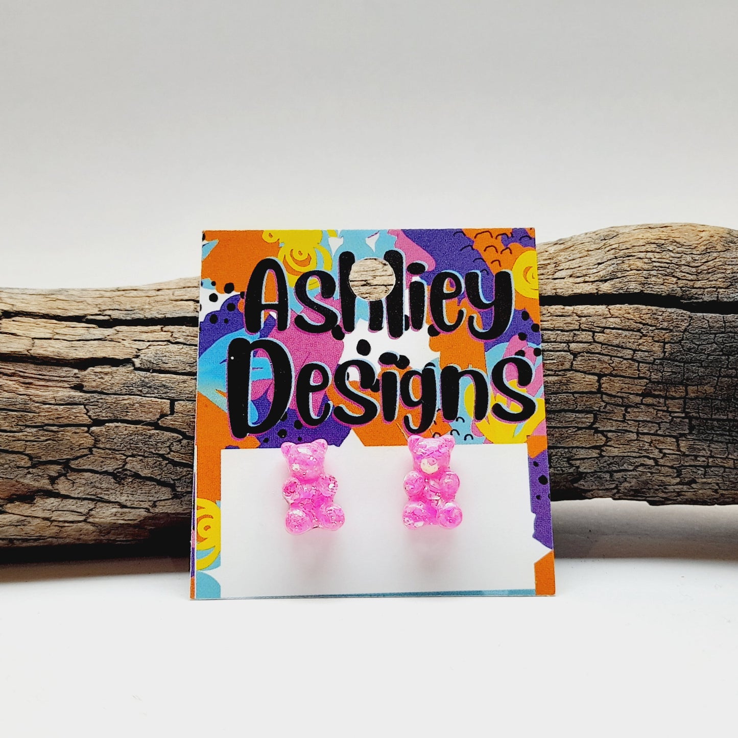 Small Glitter Gummy Bear Studs