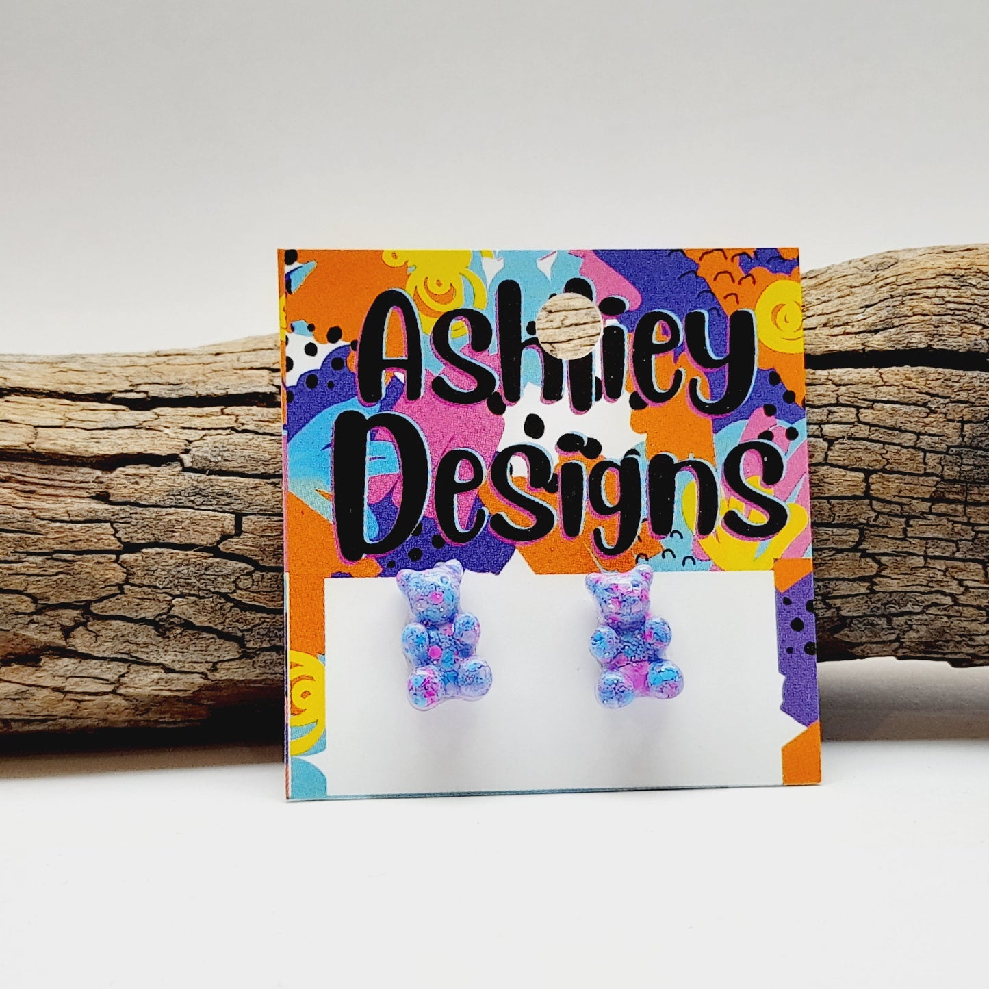 Small Glitter Gummy Bear Studs