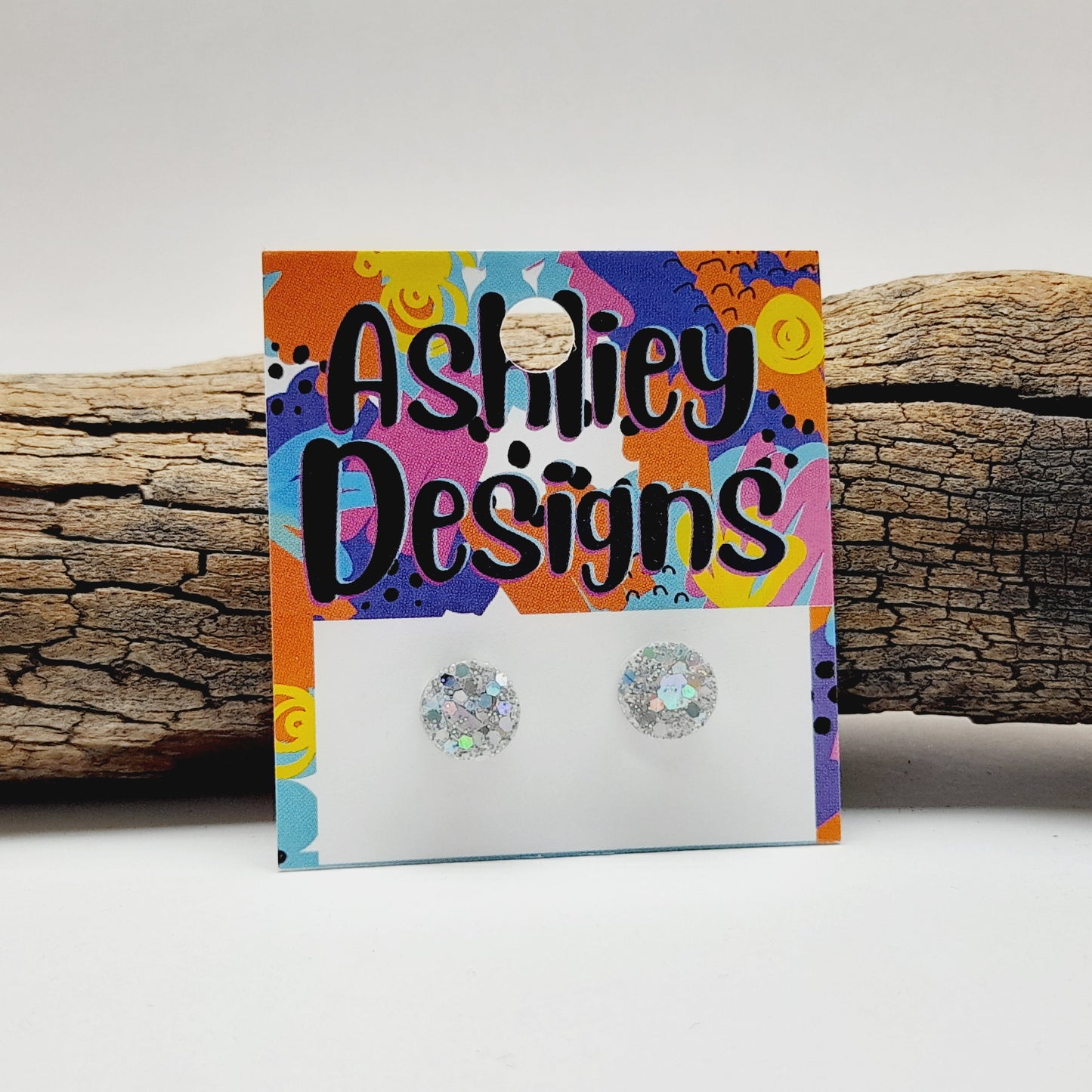 Small Silver Glitter Studs