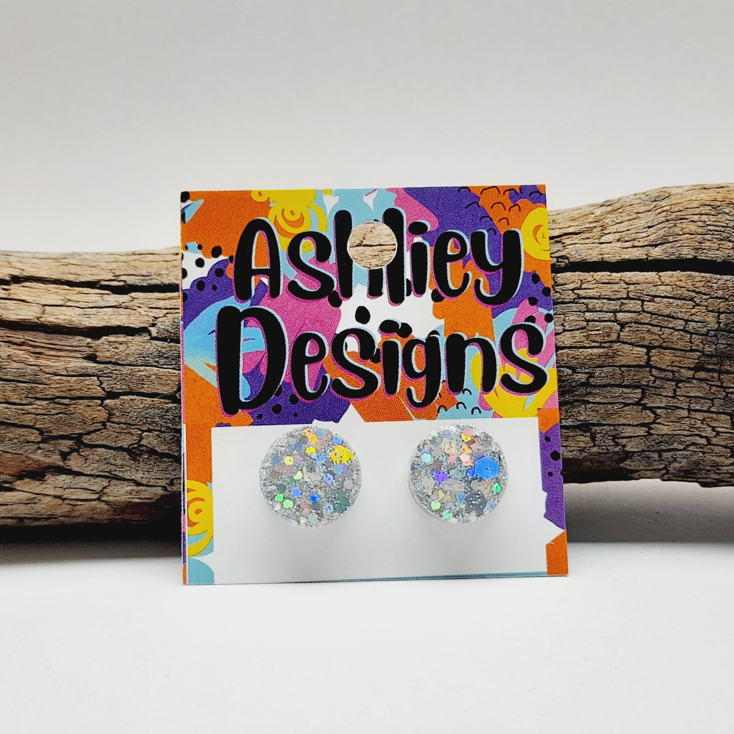 Large Silver Glitter Studs