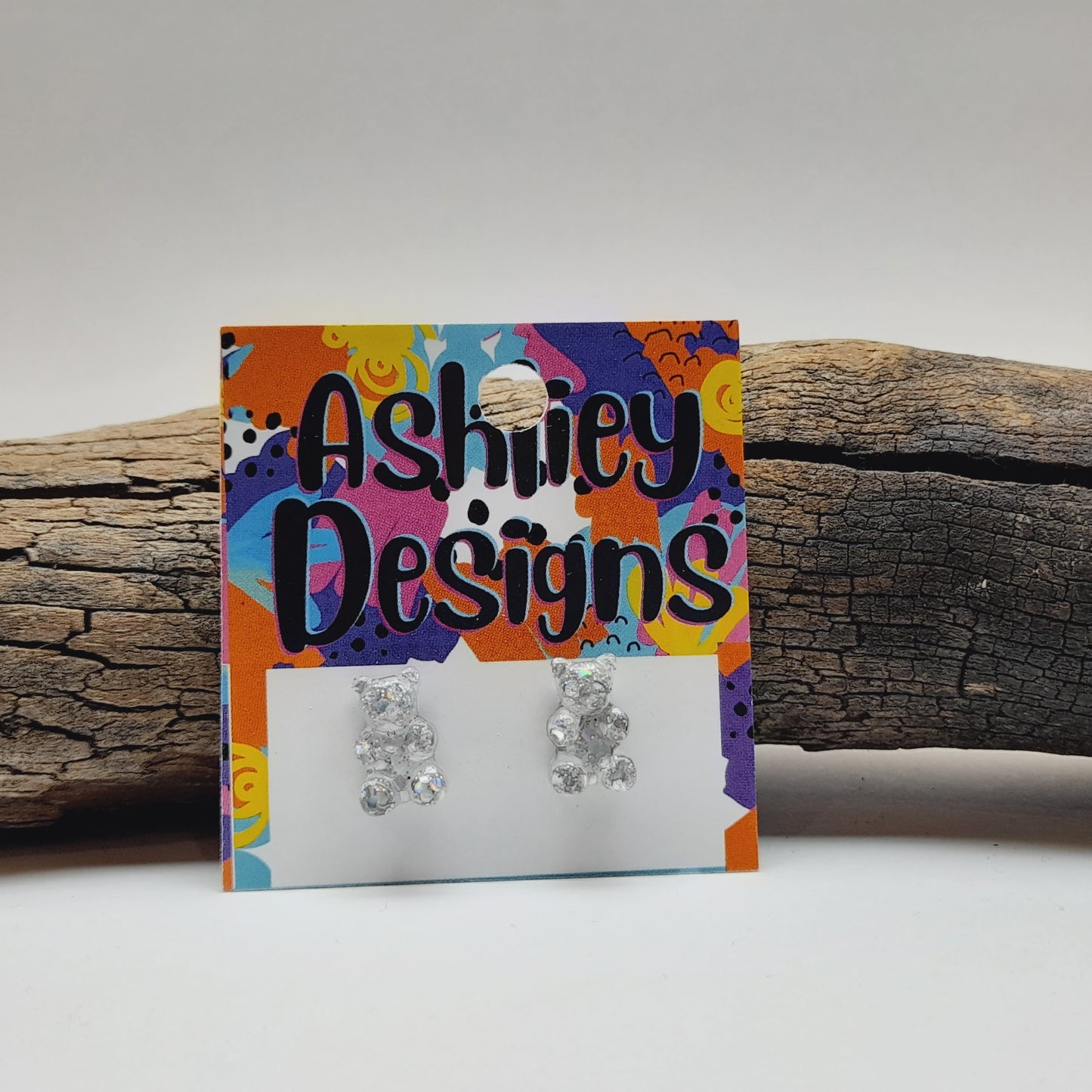 Small Glitter Gummy Bear Studs