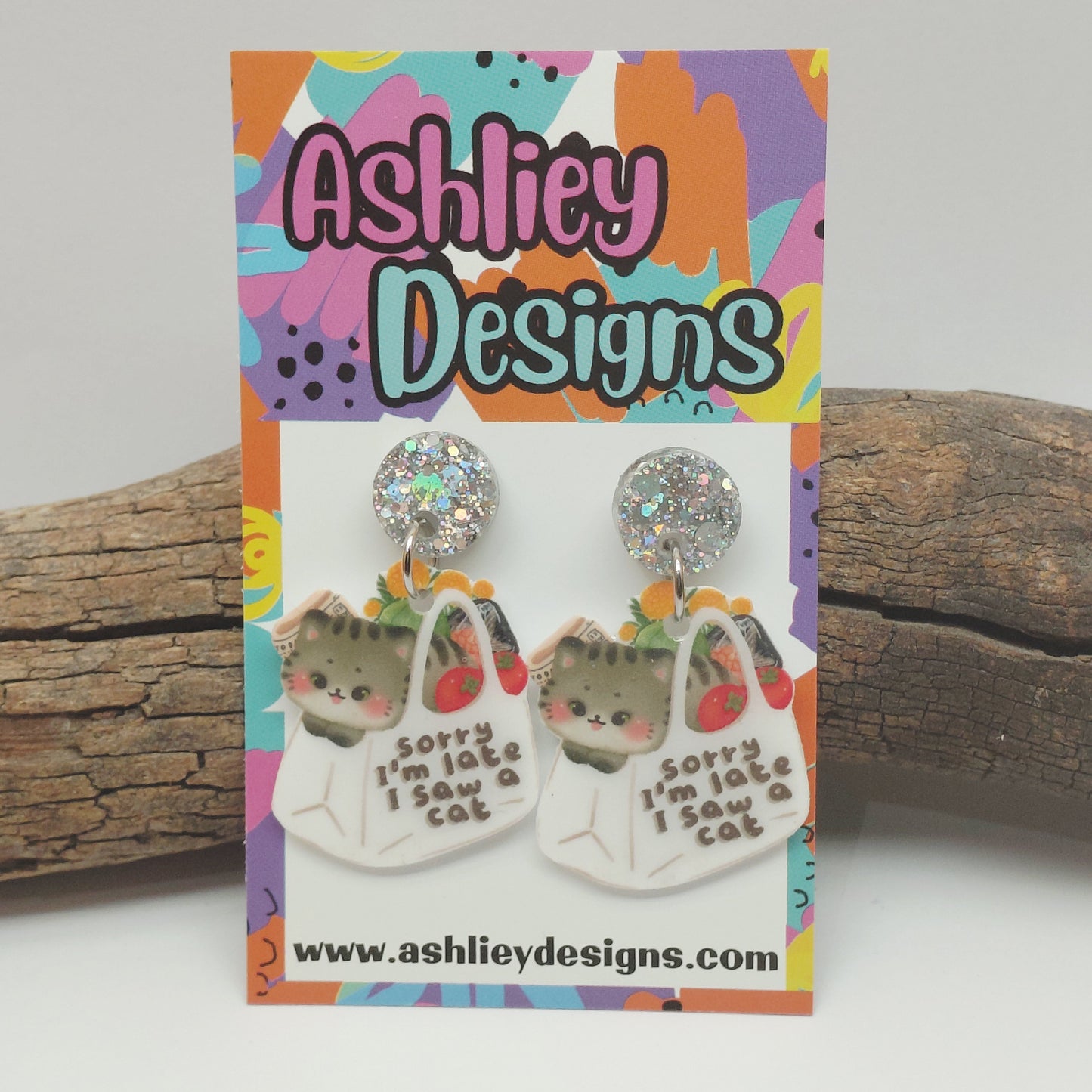 Sorry I'm Late I Saw a Cat Dangle Earrings