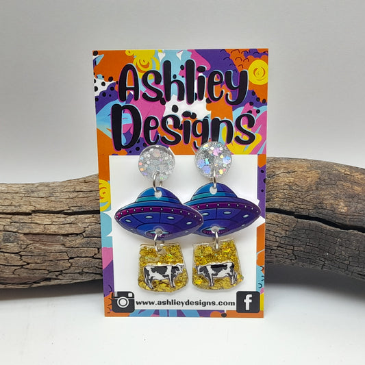 Space Ship Dangle Earrings