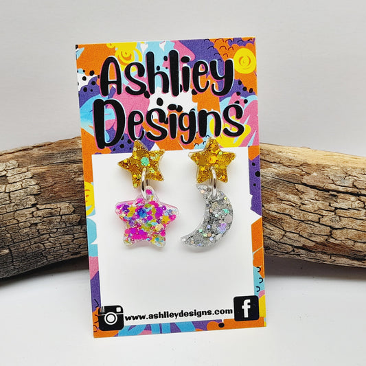 Star/Moon Dangle Earrings