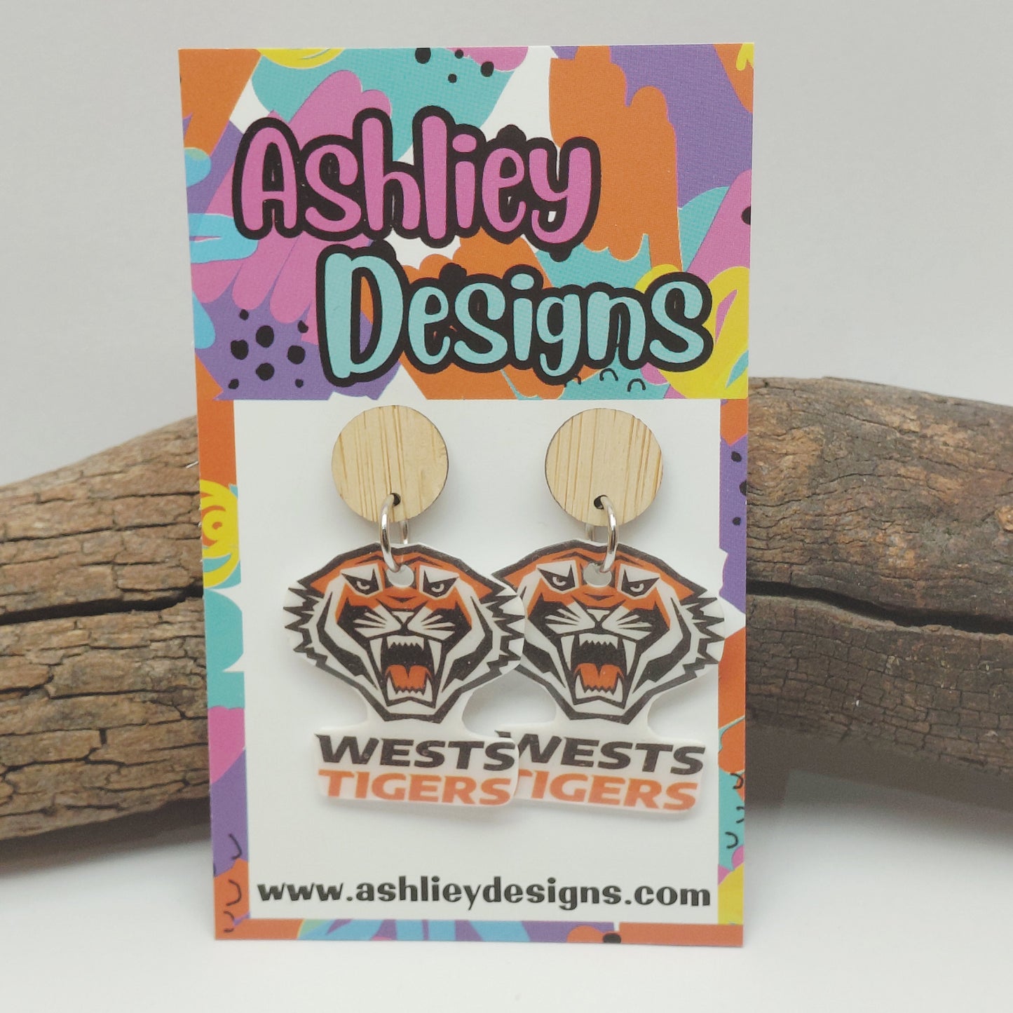 NRL Football Tigers Dangle Earrings