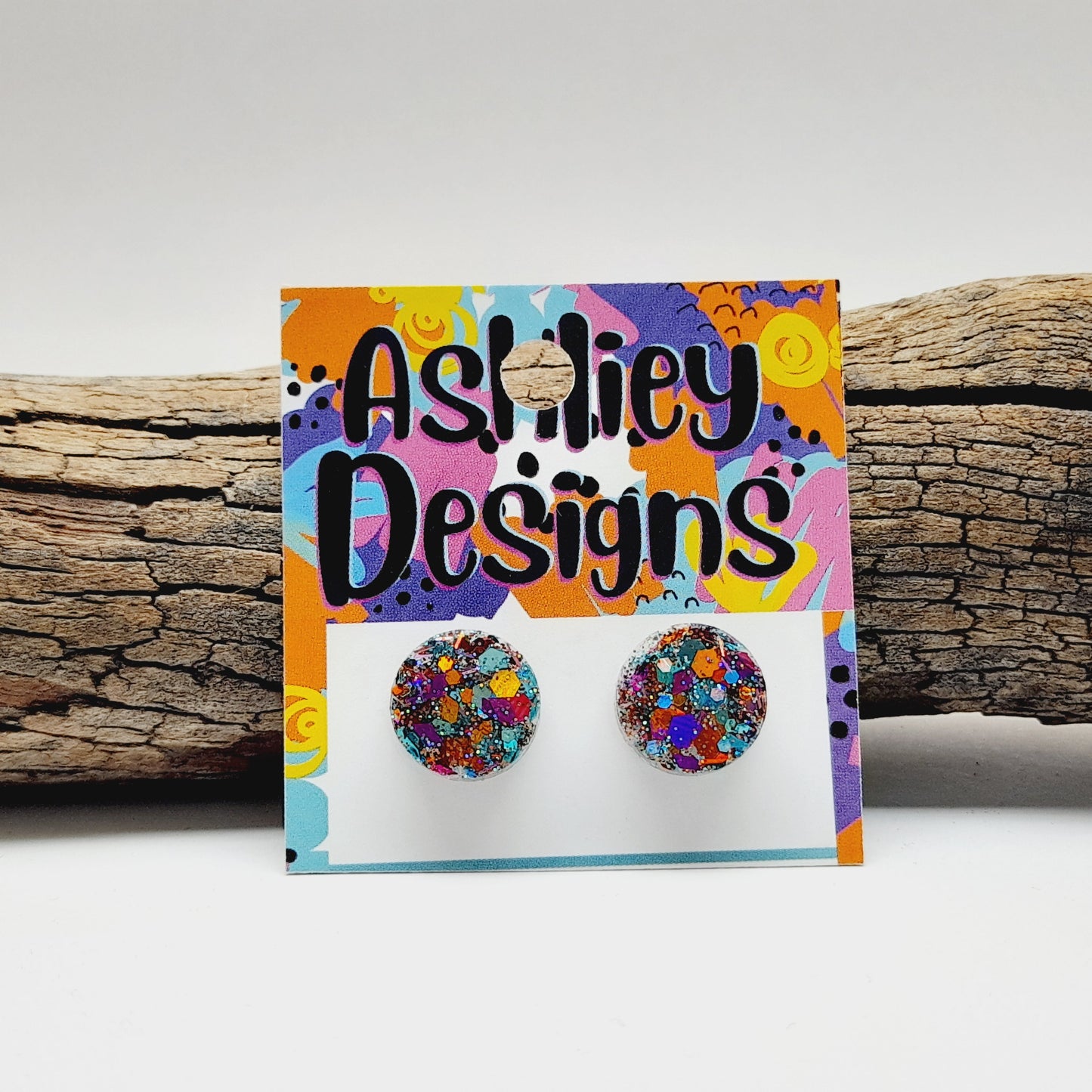 Large Walking On Sunshine Glitter Studs