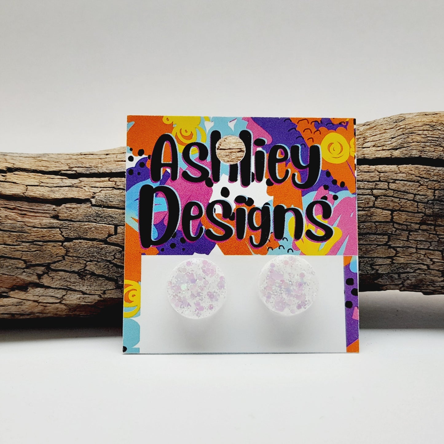 Large White Glitter Studs