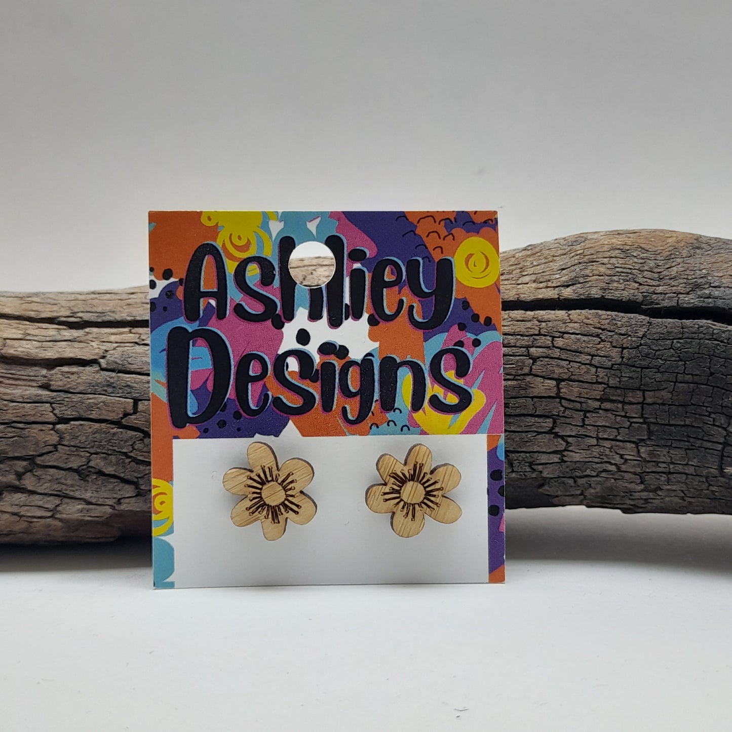 Wood Flower Studs